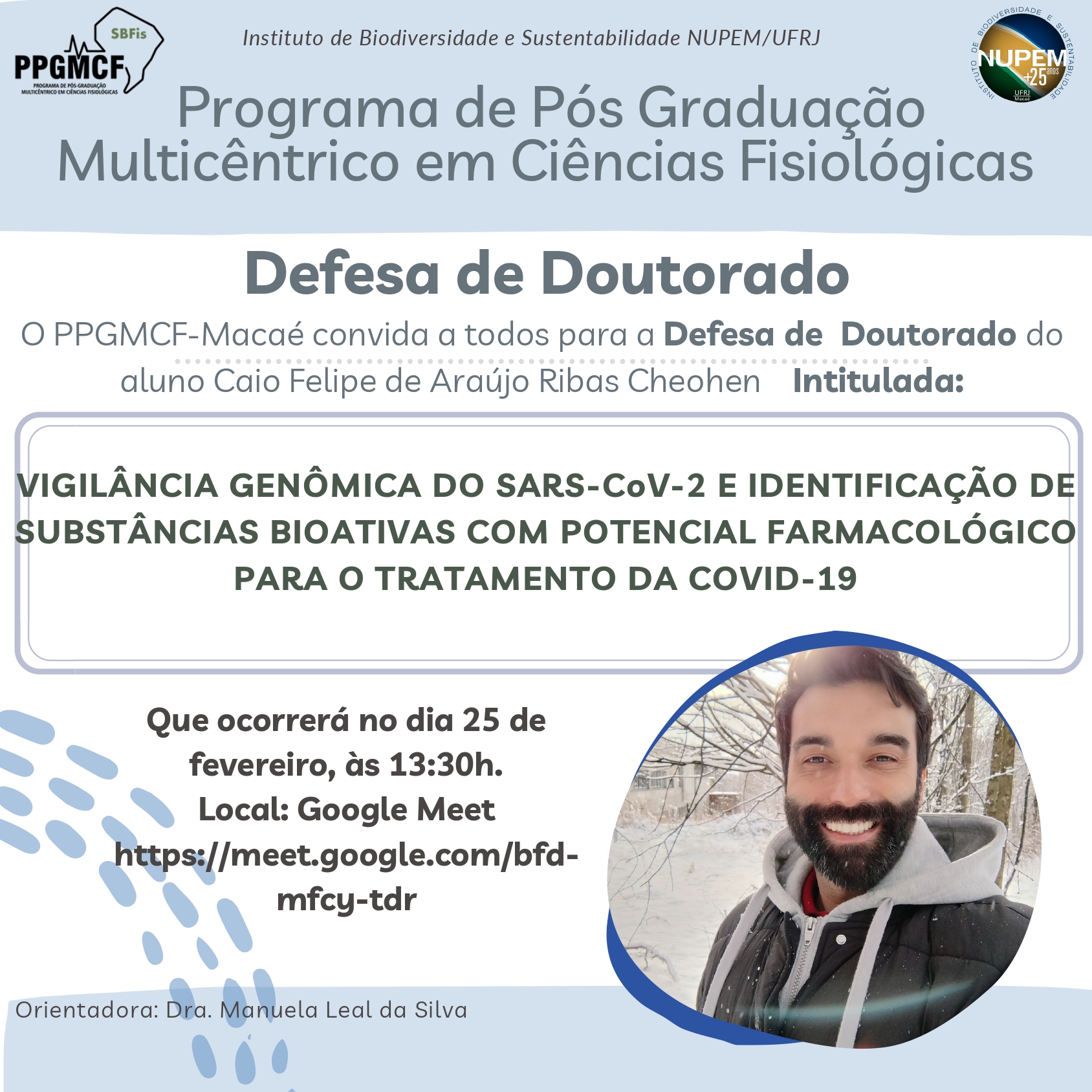 CARTAZ DIVULGAÇÃO DEFESA CAIO FELIPE DE ARAUJO RIBAS CHEOHEN